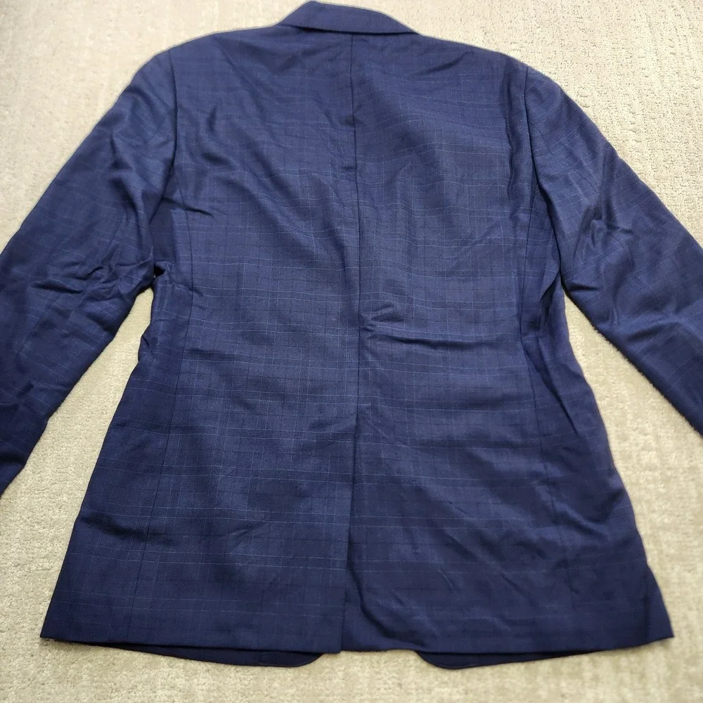 Bonobos Tollegno 1900 Blazer Jacket Mens 40R Slim Fit Blue Plaid Windowpane Wool